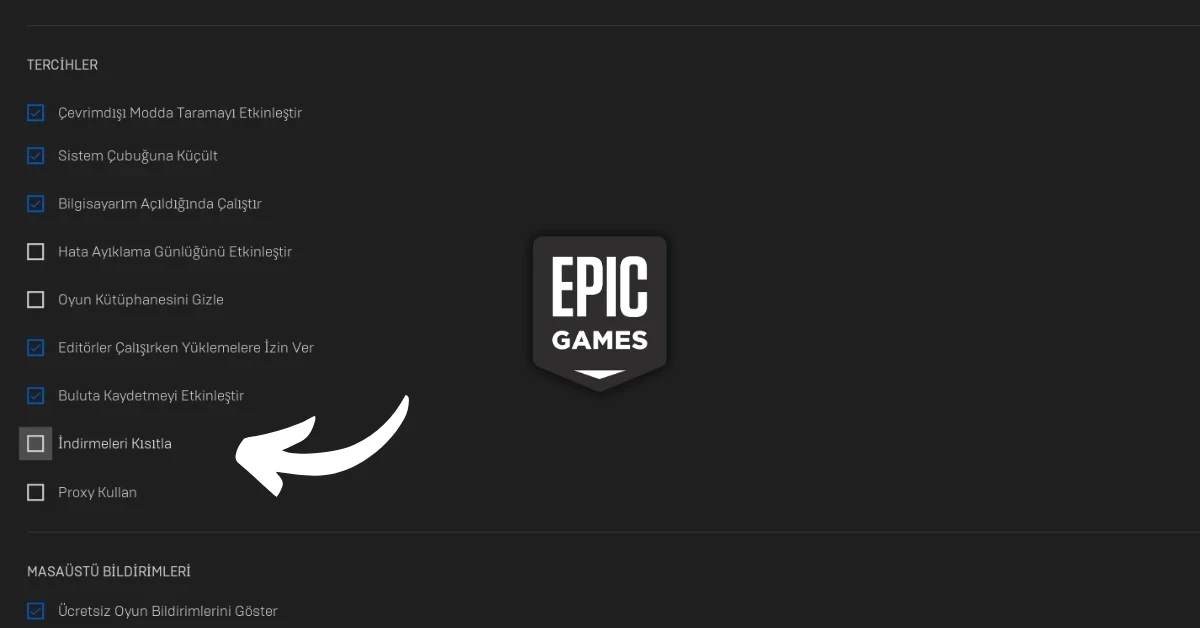 Epic Games İndirme Hızı Sınırlama