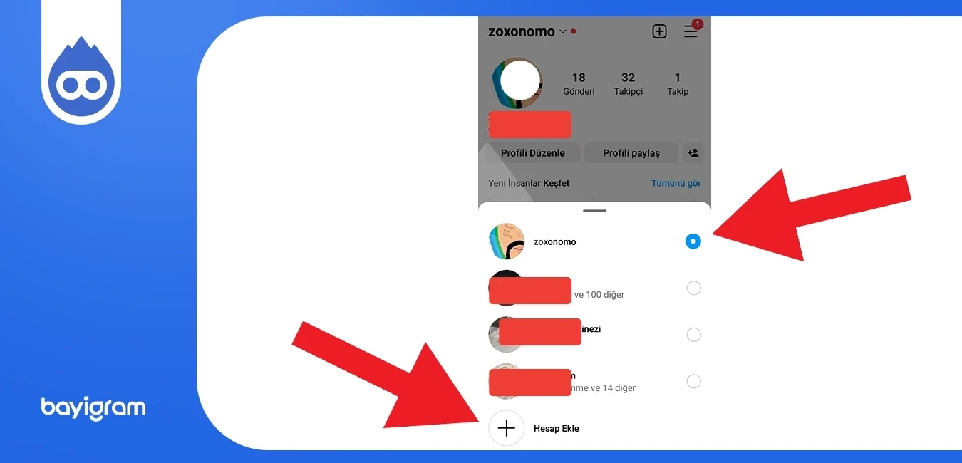 Instagram Çoklu Hesap Girişi Hesap Ekle