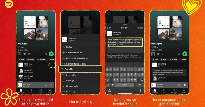 Spotify şarkılara not ekleme özelliği nasıl kullanılır?