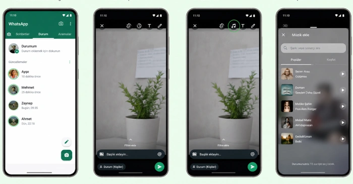 WhatsApp duruma müzik nasıl eklenir, kaç saniye?